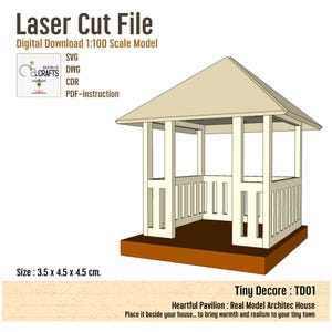 Miniature Pavilion TD01 – Laser Cut DIY SVG File for Dollhouse & Craft | Digital Download