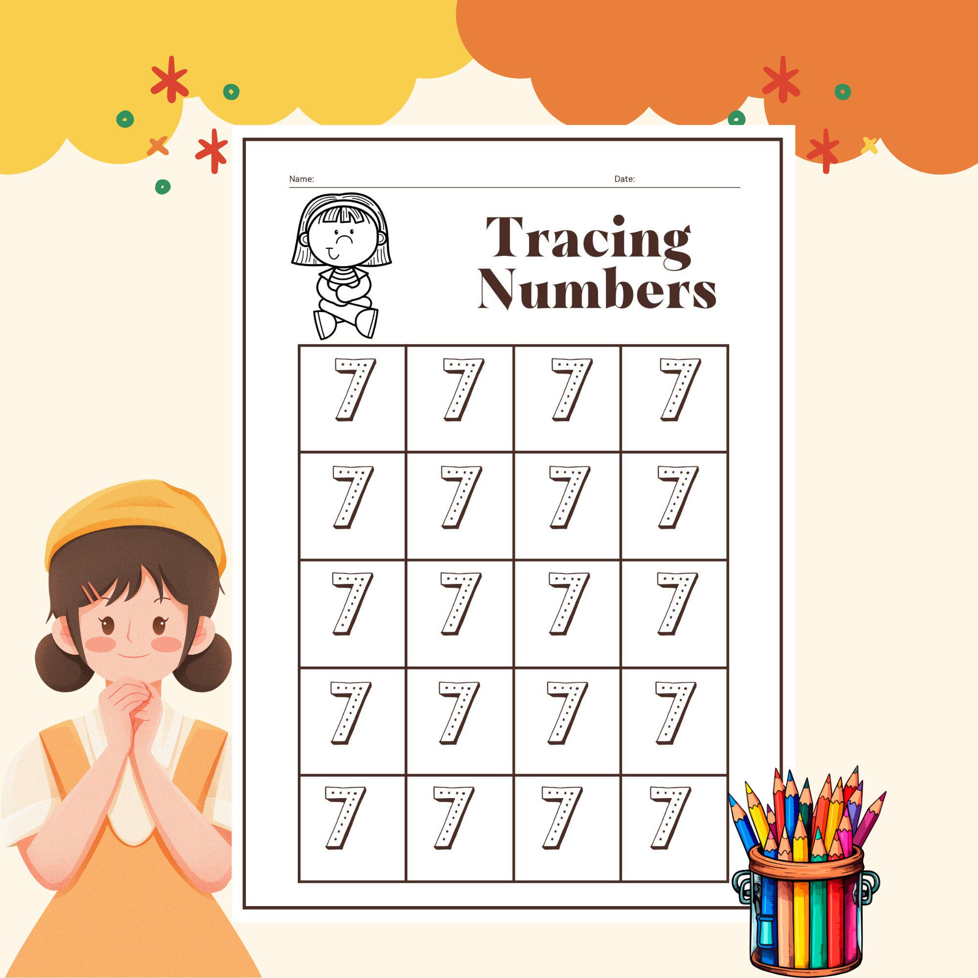 Tracing Numbers 0-9 Worksheet for Kids Back to School Writing Number ...