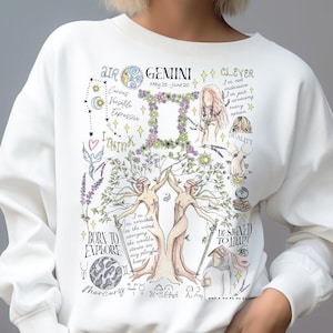 Gemini Sweatshirt Women Zodiac Crewneck Whimsical Manifestation Affirmation Birthday Gemini Gifts Mothers Day Gift Mom Daughter Gift Sister