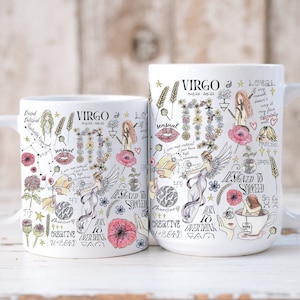 Virgo Tasse Astrologie Kaffeetasse Sternzeichen Teetasse Geburt Blumen Dekor Geburtstagsgeschenk Virgo Geschenk Horoskop Himmlische Tasse Kleine Geburtstagsgeschenk Frauen