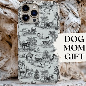 Elegant Dog Phone Case Dog Toile iPhone 16 Case Dog Toile Phone Case Small Birthday Gift Dog Mom Gift Dog Lover Luxury Aesthetic Phone Case