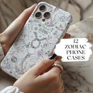 Coque de téléphone résistante du zodiaque taureau pour iPhone, astrologie, fleur de naissance, horoscope Pro Max, mini cool poissons, lion, anniversaire, affirmation, cadeau fille