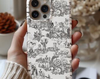 Funda para teléfono Gothic Toile Funda para teléfono Gothic Pro Max Plus Funda espeluznante y linda Regalo gótico Funda para teléfono victoriana Funda para iPhone estética otoñal