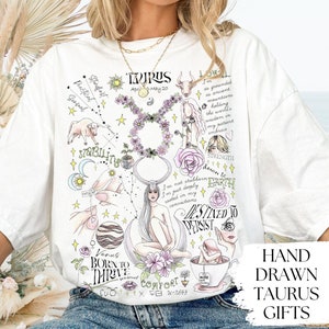 Taurus Shirt Women Zodiac Tshirt Whimsical Astrology Crewneck Manifestation Affirmation Birthday Tee Taurus Gift Mother Daughter Gift Sister