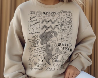 Aquarius Sweatshirt Zodiac Personalized Affirmation Crewneck Astrology Aquarius Birthday Gift Women Daughter Mom Mothers day Gift Wife