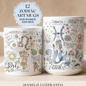 Custom Zodiac Mug Taurus Coffee Cup Whimsical Astrology Leo Birthday Cancer Family Party Favor Pisces Witchy Affirmation Gift Daughter