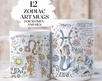 Zodiac Mug Taurus Astrology Affirmation Cup Pisces Whimsical Mothers Day Gift Birthday Party Keepsake Witch Gift Leo Gemini Gift Daughter