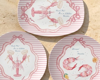 Seafood Serving Platter Gift Coastal Bachelorette Party Table Decor Custom Tray Christmas Lobster Lover Plate Beach Kitchen Decor Shrimp