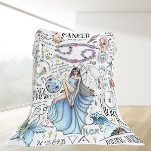 Jeté du zodiaque cancer Couvre-lit astrologie noyau de fée cadeau lunatique cancer cadeau femme anniversaire affirmation fille soeur meilleur ami