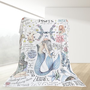 Pisces Throw Blanket Boho Astrology Zodiac Sofa Cover Birthday Pisces Gifts Women Affirmation Gift Daughter Sister Friend Birthday Gift