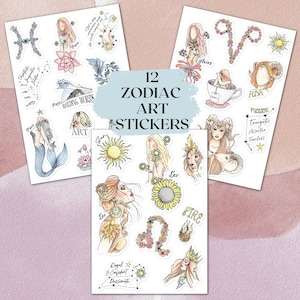 Juego de pegatinas del zodiaco, hoja de pegatinas de astrología, regalo de cumpleaños pequeño, regalo para adolescentes, regalo para compañeros de cuarto, regalo para amigos, tarjeta de invitación de cumpleaños DIY, Leo