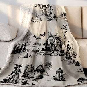 Witchy Blanket Mushroom Dark Academia Toile Throw Blanket Forestcore Home Decor Halloween Wizard Birthday Gift Magic Witchcraft Decor Gift