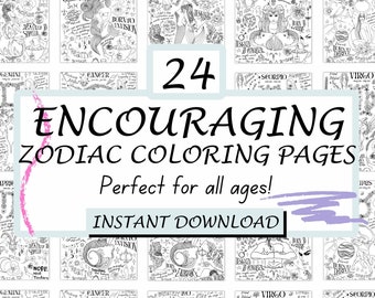 Encouraging Adult Coloring Page Astrology Coloring Book Zodiac Positive Affirmation Gift Quotes Motivational Coloring Printable Download