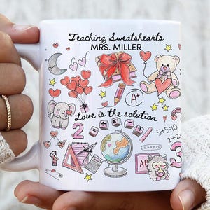 Personalized Kindergarten Teacher Name Mug Appreciation Gift Back to School Elementary Teacher First Day of School Gift Christmas Student