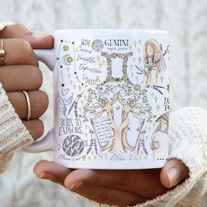 Zwillinge Becher Sternzeichen Kaffee Teetasse Astrologie Becher Zwillinge Geschenke Wunderliche Affirmation Becher kleines Geburtstagsgeschenk für den besten Freund Bestie Geschenk Schwester