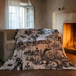 Gothic Throw Pillow Witchy Toile Pillow Goth Skeleton Pumpkin Throw Pillow Spooky Gothic Gift Creepy Gothic Party Decor Victorian Home image 10