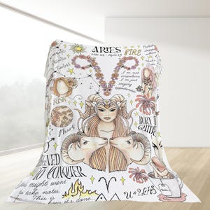 Zodiac Blanket Pisces Sagittarius Soft Throw Astrology Comforter Gift Birthday Decor Capricorn Personalized Mothers Day Gift for Women image 12