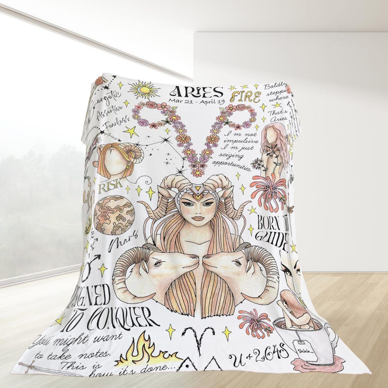 Zodiac Blanket Pisces Sagittarius Soft Throw Astrology Comforter Gift Birthday Decor Capricorn Personalized Mothers Day Gift for Women image 12