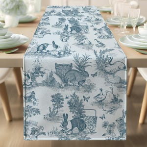 Blauer Ostertischläufer Osterhase Dekor Oster Esstisch Dekor Familie Party Tischläufer Eleganter Oster Dekor Luxus Ästhetik