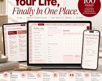 Digital Wellness Planner for iPad Hyperlinked Self Care Journal (PDF) Gift for Women