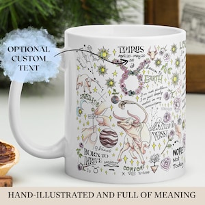 Taza del zodíaco personalizada Taza de café Géminis Astrología caprichosa Leo Cumpleaños Cáncer Recuerdo de fiesta familiar Piscis Afirmación de bruja Regalo Hija imagen 3