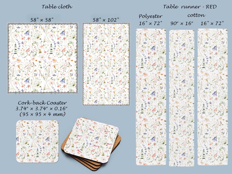 a set of four place mats with different designs