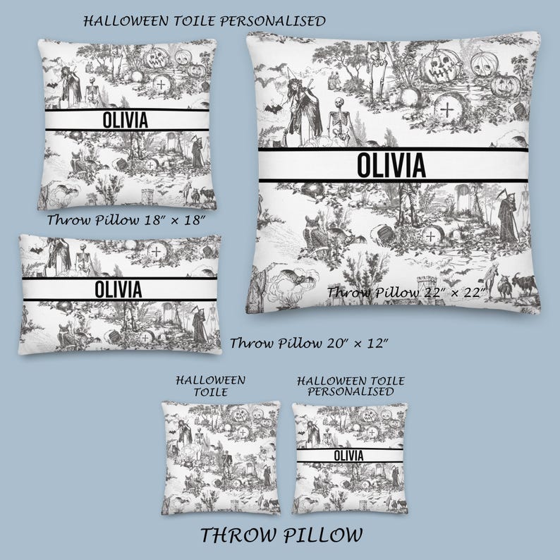 Gothic Throw Pillow Witchy Toile Pillow Goth Skeleton Pumpkin Throw Pillow Spooky Gothic Gift Creepy Gothic Party Decor Victorian Home image 4
