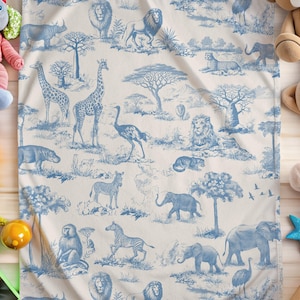 Safari kinderdagverblijf deken Toile jungle dieren babydeken wieg beddengoed peuter deken verjaardagscadeau jongen olifant kwekerij decor giraf gooien