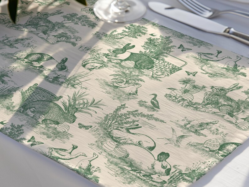 Ostertischdecke Grün Hase Toile Tischwäsche Frühling Dekor Esszimmer Tischdecke Familie Party Dekoration Osterei Bild 11
