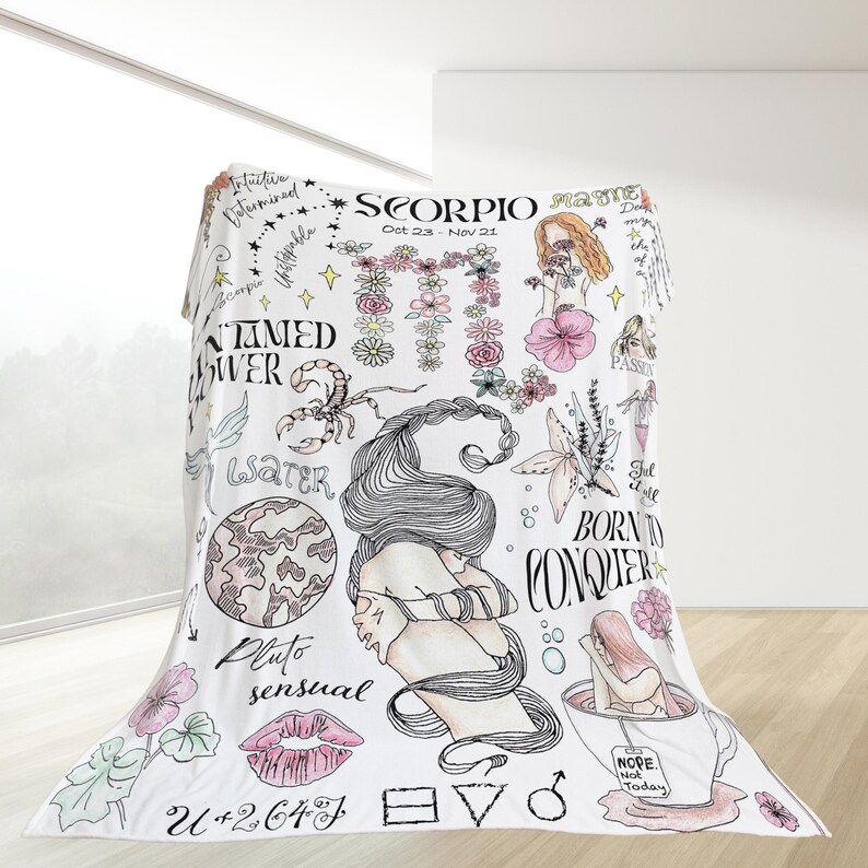 Zodiac Blanket Pisces Sagittarius Soft Throw Astrology Comforter Gift Birthday Decor Capricorn Personalized Mothers Day Gift for Women image 19