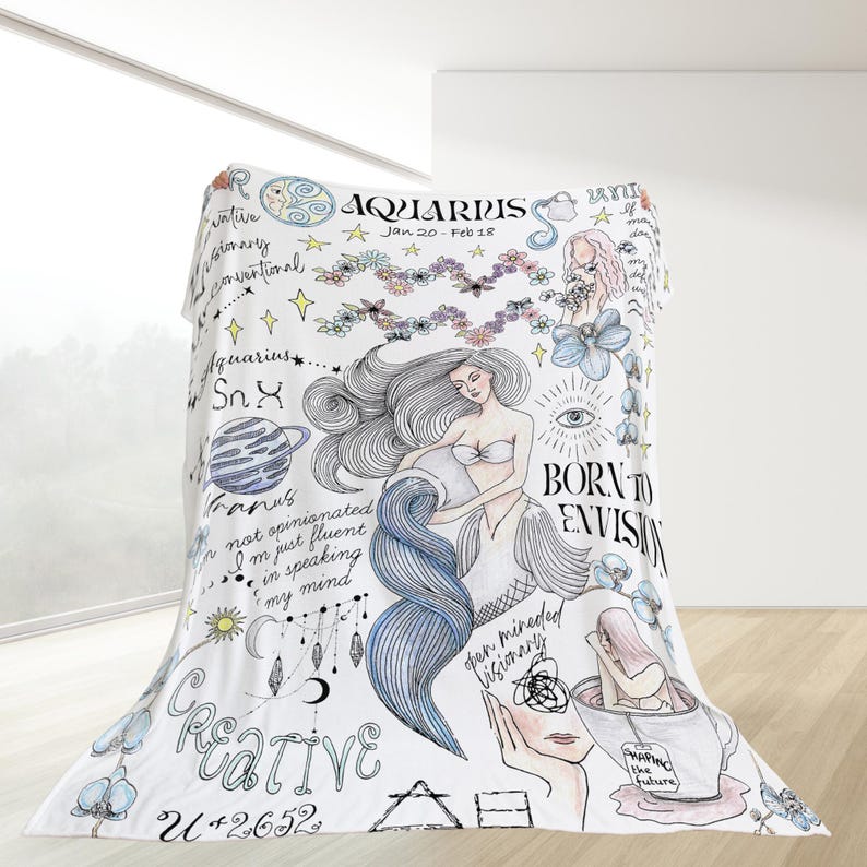 Zodiac Blanket Pisces Sagittarius Soft Throw Astrology Comforter Gift Birthday Decor Capricorn Personalized Mothers Day Gift for Women image 11