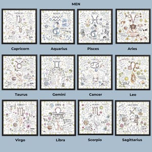 Cancer Zodiac Wall Art Framed Poster Astrology Couple Decor Whimsical New Home Decor Witchy Gift Gemini Virgo Scorpio Housewarming Gift image 7