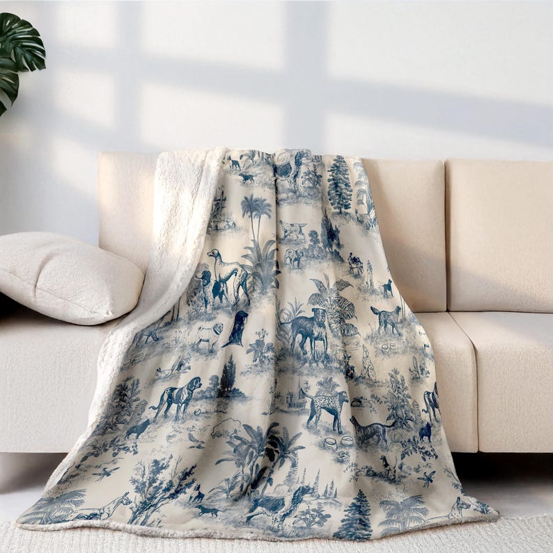 Custom Dog Blanket Gift Personalized Dog Bed Cover Name Dog House Blanket Blue Dog Car Luxury Aesthetic Sofa Cover New Puppy Gift Dog Owner image 7