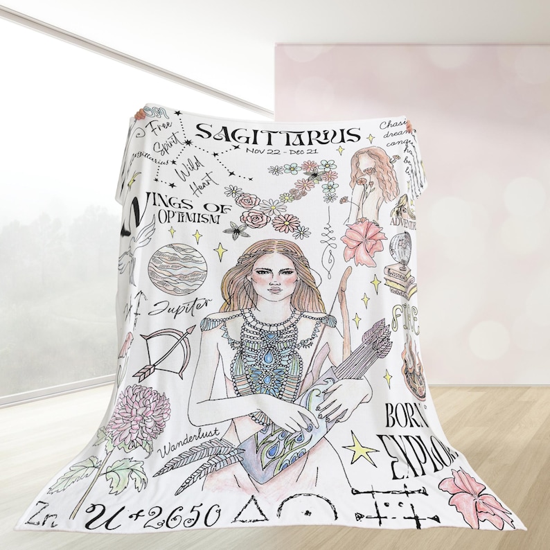 Zodiac Blanket Pisces Sagittarius Soft Throw Astrology Comforter Gift Birthday Decor Capricorn Personalized Mothers Day Gift for Women image 20
