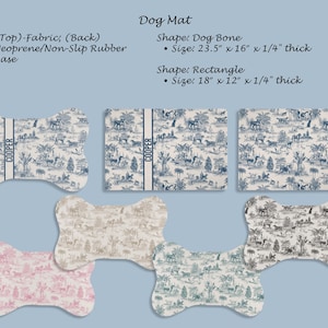 Custom Dog Bowl Mat Bone Shape Personalized Dog Food Feeding Placemat Non Slip Name Toile Luxury Kitchen New Puppy Mother Gift Dog Owner image 2
