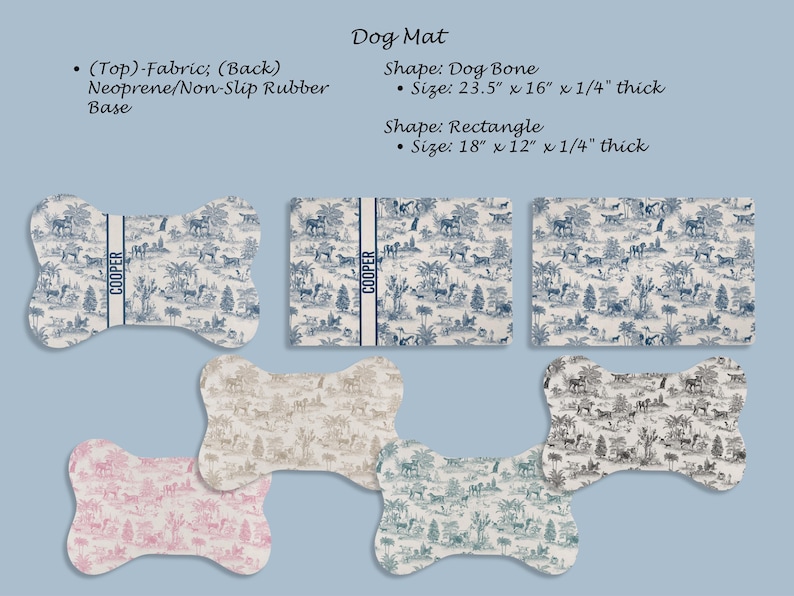 Custom Dog Bowl Mat Bone Shape Personalized Dog Food Feeding Placemat Non Slip Name Toile Luxury Kitchen New Puppy Mother Gift Dog Owner image 2
