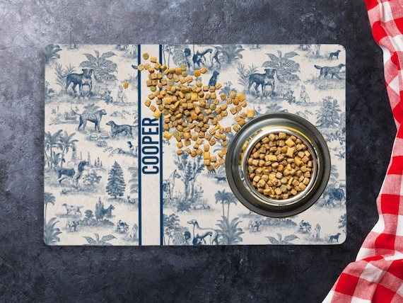 Custom Dog Bowl Mat Personalized Dog Food Mat Name Toile Luxury Aesthetic Placemat Non Slip Floor Mat Kitchen Dog New Puppy Owner Gift
