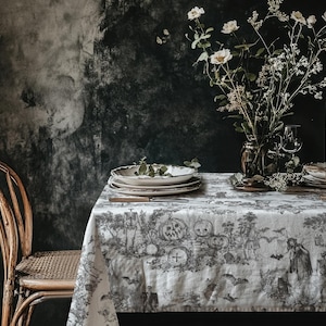 Gothic Tablecloth Witchy Party Table Decor Skeleton Decor Gothic Toile Creepy Rectangle Square Tablecloth Goth Wedding Table Decoration