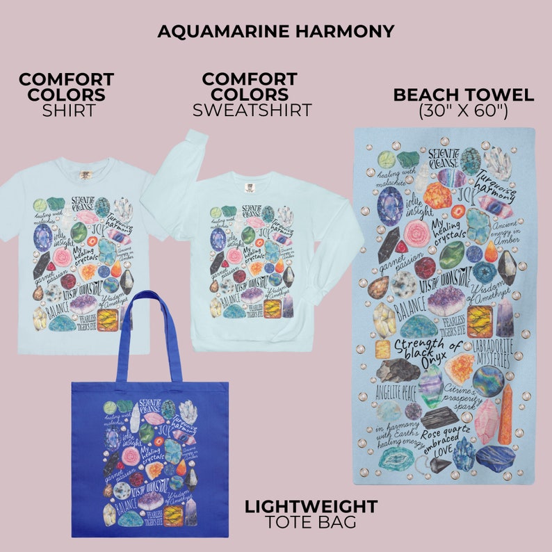 Camiseta de cristal, camiseta de geología, regalo para coleccionistas de minerales, camiseta para amantes de la geología, regalo de cumpleaños para aficionados a las rocas, regalo para profesores de ciencias de la Tierra, camiseta para coleccionistas de paleontología y mineros. Aquamarine Harmony