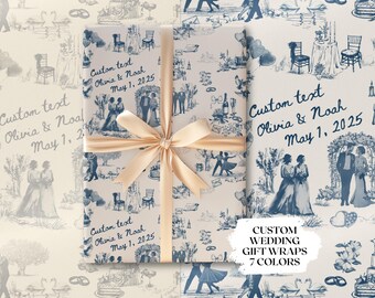 Benutzerdefinierte Brautparty Geschenkverpackung Hochzeit Geschenkpapier Name Datum Hochzeitsgeschenkpapierrolle personalisiertes Geschenk für Braut-Bräutigam-Geschenk