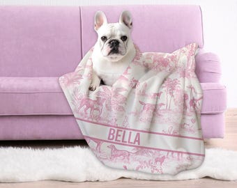 Roze Hondendeken Gepersonaliseerde Pet Bed Cover Autostoel Naam Dierenhuis Toile Gooi Sofa Cover Nieuwe Puppy Eigenaar Cadeau voor mama