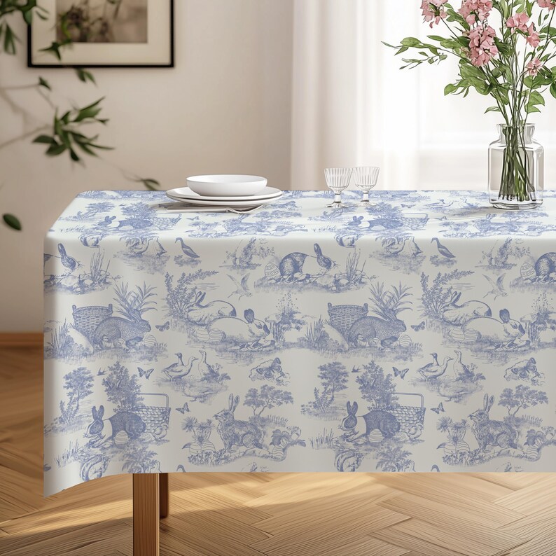 Ostertischdecke Grün Hase Toile Tischwäsche Frühling Dekor Esszimmer Tischdecke Familie Party Dekoration Osterei Bild 15