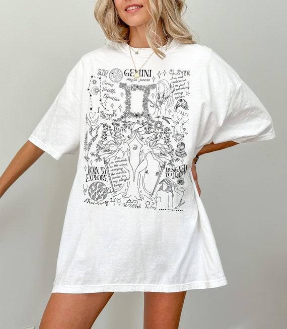 Gemini Shirt Zodiac Tshirt Astrology Tee Gemini Crewneck Whimsical Birthday Gift Birthday Gift Affirmation Shirt Gemini Gifts Mom Daughter