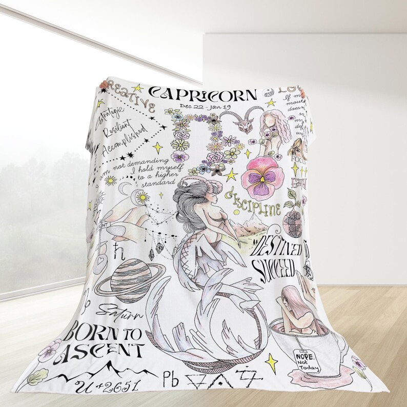Zodiac Blanket Pisces Sagittarius Soft Throw Astrology Comforter Gift Birthday Decor Capricorn Personalized Mothers Day Gift for Women image 10