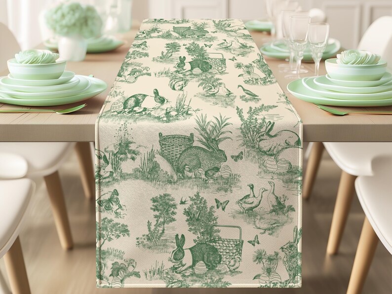 Ostertischdecke Grün Hase Toile Tischwäsche Frühling Dekor Esszimmer Tischdecke Familie Party Dekoration Osterei Bild 6
