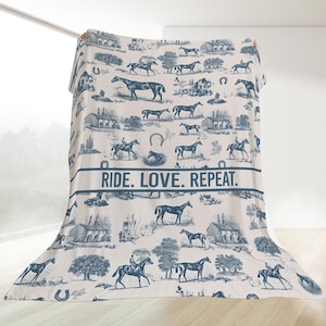Horse Blanket Equestrian Throw Blanket Horse Lover Gift Horse Owner Gift Birthday Gift for Dad Father Equestrian Toile Home Decor Gift Men