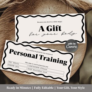 Personal Training Geschenkgutschein Vorlage Canva Bearbeitbare druckbare Geschenkkarte Fitnessstudio Coupon Yoga Wellness Last Minute Geburtstagsgeschenk Geburtstag