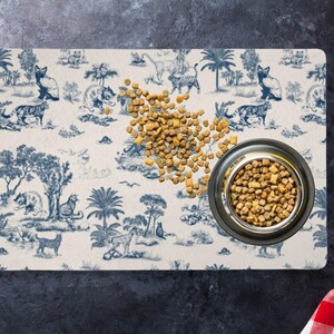 Custom Cat Bowl Mat Personalized Cat Food Mat Name Toile Luxury Aesthetic Placemat Non Slip Floor Mat Kitchen Cat New Kitten Gift Cat Owner image 4