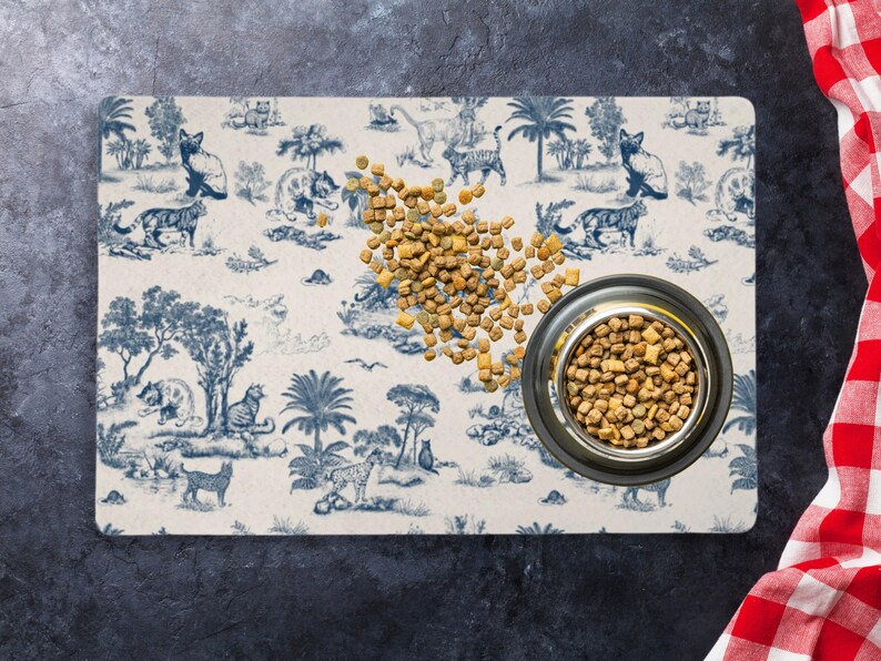 Custom Cat Bowl Mat Personalized Cat Food Mat Name Toile Luxury Aesthetic Placemat Non Slip Floor Mat Kitchen Cat New Kitten Gift Cat Owner image 4