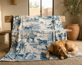 Hund Toile Decke Blau Baby Jungen Zimmer Dekor Haustier Kinderzimmer Decke Hund Krippe Bettwäsche Kleinkind Sofa Abdeckung Geburtstagsgeschenk Enkel Dekor Kinder